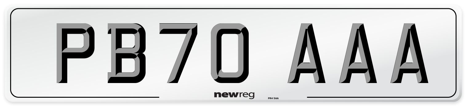 PB70 AAA Number Plate from New Reg